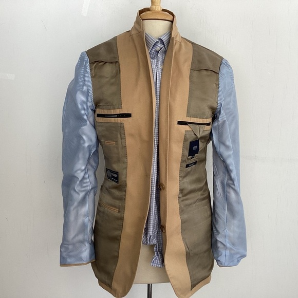 J Crew Crespi Italian Woven Cotton Chino Tan / Camel Two Button Jacket 36 R - Picture 5 of 15